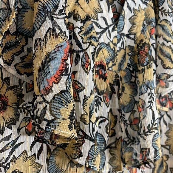 Guess White Floral Criss Cross Neckline Blouse - Picture 6 of 6